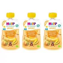 Hipp Sport Mus owocowy po 1. roku banany-gruszki-pomarańcze-mango z ryżem zestaw 3 x 120 g Bio - Desery dla dzieci - miniaturka - grafika 1