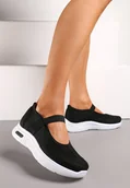 Trampki damskie - Czarne Tenisówki na Płaskiej Podeszwie z Perforacją i Elastyczną Wstawką Xolema - Renee - miniaturka - grafika 1