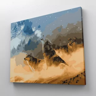 Wilki nocą - Malowanie po numerach 50x40 cm - Malowanie po numerach - miniaturka - grafika 1