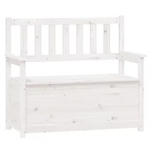 Lumarko Ławka, biała, 112,5x51,5x96,5 cm, lite drewno sosnowe - Ławki do przedpokoju - miniaturka - grafika 3