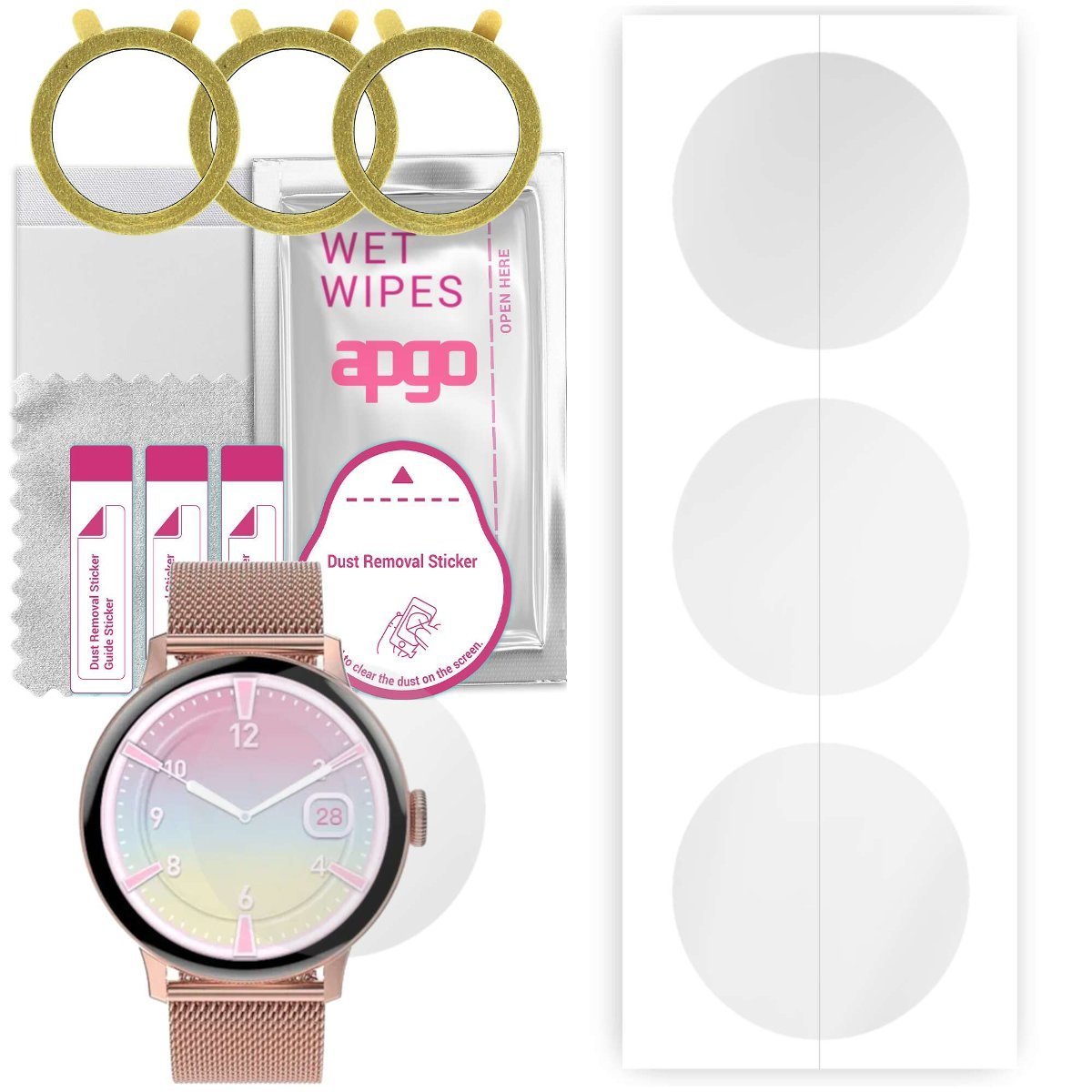 3x Folia hydrożelowa do Smartwatch DT2 - apgo Smartwatch Hydrogel Protection Ochrona na ekran smartwatcha