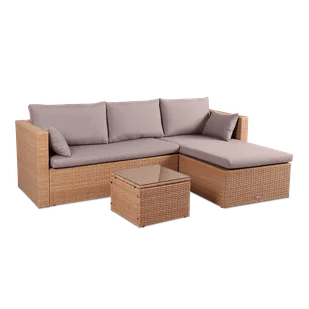 Narożnik technorattanowy LIZBONA Beige - Focus Garden - Meble ogrodowe - miniaturka - grafika 1