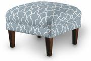 Pufy i podnóżki - Podnóżek do fotela, błękitny w biały marokański wzó, 56  56  40 cm, Gardenia - miniaturka - grafika 1