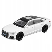 Zabawki zdalnie sterowane - AUDI A8 METALOWY MODEL SAMOCHODU 1:32 DŹWIĘK ŚWIATŁO PREZENT BIAŁY - miniaturka - grafika 1