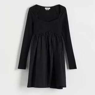 Reserved - Sukienka mini z łączonych materiałów - Czarny - Sukienki - miniaturka - grafika 1