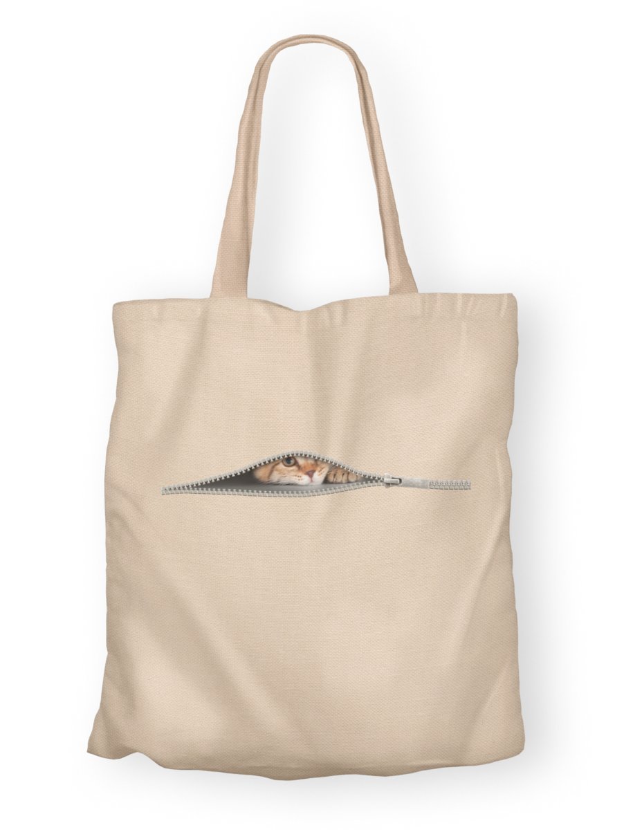 Torba bawełniana z nadrukiem kieszeń na kota
