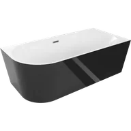 Wanny - Mexen Mia wanna wolnostojąca narożna prawa 160 x 80 cm, biała/czarna, przelew gun metal - 52691608075P-95 - miniaturka - grafika 1