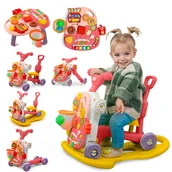 Chodziki - ROWER PCHACZ KONIK BUJANY HULAJNOGA JEŹDZIK STOLIK EDUKACYJNY 5W1 RÓŻOWY - miniaturka - grafika 1