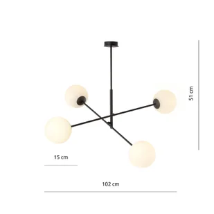 Emibig LINEAR 4 BLACK/OPAL 1169/4 lampa sufitowa żyrandol nowoczesny klosze 1169/4 - Lampy sufitowe - miniaturka - grafika 6