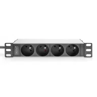 Listwy zasilające - DIGITUS Listwa zasilająca aluminiowa 1U PDU 254 mm 10inch rack mount 4x CEE 7/5 16A 4000W 250VAC 50/60Hz - miniaturka - grafika 1