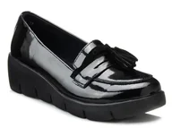 Półbuty damskie - Półbuty damskie na koturnie skórzane lakierowane czarne Filippo DP3162-39 - miniaturka - grafika 1
