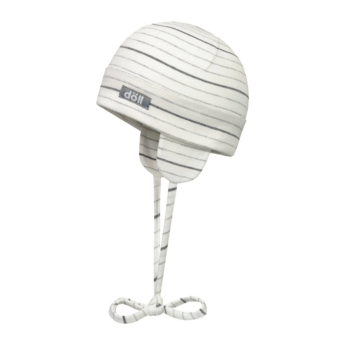 Niemowlęca czapka wiązana w paseczki szara Döll