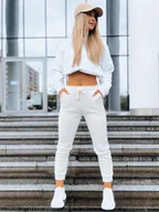Spodnie damskie - Dresowe spodnie damskie joggery JAMES beżowe Dstreet UY1579-XL/XXL - miniaturka - grafika 1