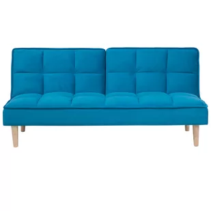 Beliani Rozkładana sofa SILJAN niebieska - Sofy i kanapy - miniaturka - grafika 1