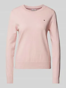 Sweter z dzianiny z wyhaftowanym logo - Swetry damskie - miniaturka - grafika 1