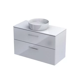 Szafka łazienkowa pod umywalkę z blatem Oristo Geo 100 cm biały połysk KI01-ZB2S-100-1 - Szafki łazienkowe - miniaturka - grafika 1