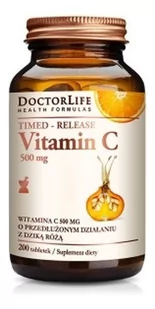 Doctor Life Doctor Life Timed-Release Vitamin C witamina C 500mg z dziką różą suplement diety 200 tabletek - Suplementy naturalne - miniaturka - grafika 1