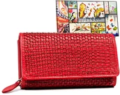 Portfele - Portfel Damski Z Plecionej Skóry Naturalnej Rovicky, Czerwony - miniaturka - grafika 1