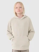 Bluzy dla chłopców - 4F Bluza dresowa nierozpinana z kapturem chłopięca - beżowa 122 (6-7 lat) - miniaturka - grafika 1
