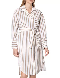 Sukienki - BOSS Damska sukienka w paski C Disso z elastycznej bawełnianej popeliny, beżowy, 42 PL - grafika 1