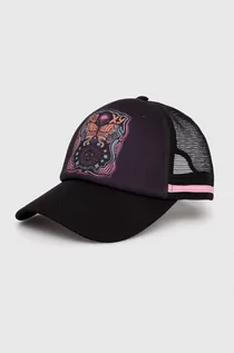 Czapki damskie - Roxy czapka z daszkiem kolor czarny z nadrukiem - grafika 1
