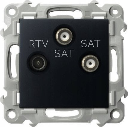 Ospel Gniazdo RTV-SAT Ospel Szafir GPA-Z2S/m/33 z dwoma wyjściami SAT czarny metalik