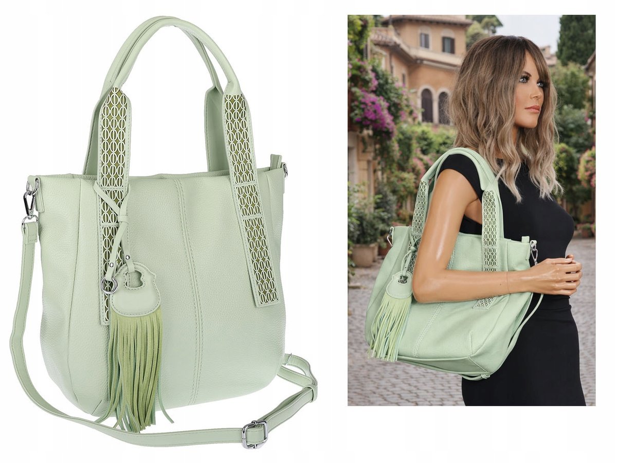 Torebka Damska Listonoszka Worek Shopper Torba na Ramię MC669 zielona