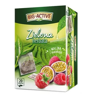 Big-Active Big-Active Zielona herbata z maliną z marakują 34 g (20 torebek) - Herbata - miniaturka - grafika 1