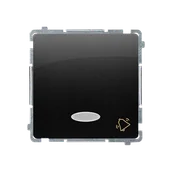 Wyłączniki światła i elektryczne - Kontakt Simon Przycisk zwierny Dzwonek BASIC z podświetleniem LED - czarny mat - miniaturka - grafika 1