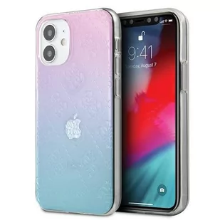 Guess Etui 3D Pattern Collection Hardcase do iPhone 12 mini niebiesko-różowe GUHCP12S3D4GGBP - Etui i futerały do telefonów - miniaturka - grafika 1
