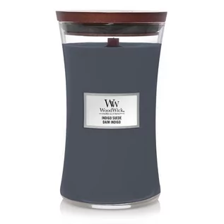 Świece - WoodWick niebieski zapachowa świeczka Indigo Suede duży wazon 38276 - grafika 1