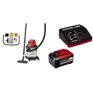 Odkurzacze przemysłowe - Einhell Zestaw Startowy, Czerwony/Srebrny, 5,2 Ah & Einhell Akumulatorowy odkurzacz do pracy na mokro/sucho TC-VC 18/20 Li S-Solo Power X-Change - miniaturka - grafika 1