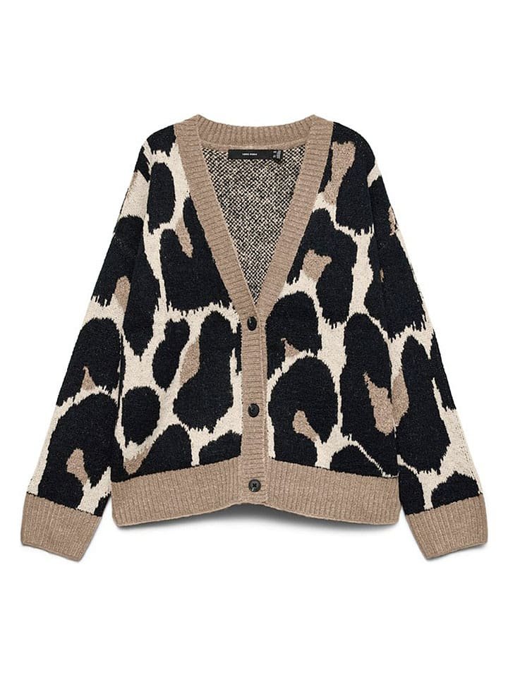 Vero Moda Kardigan w kolorze kremowo-beżowo-czarnym