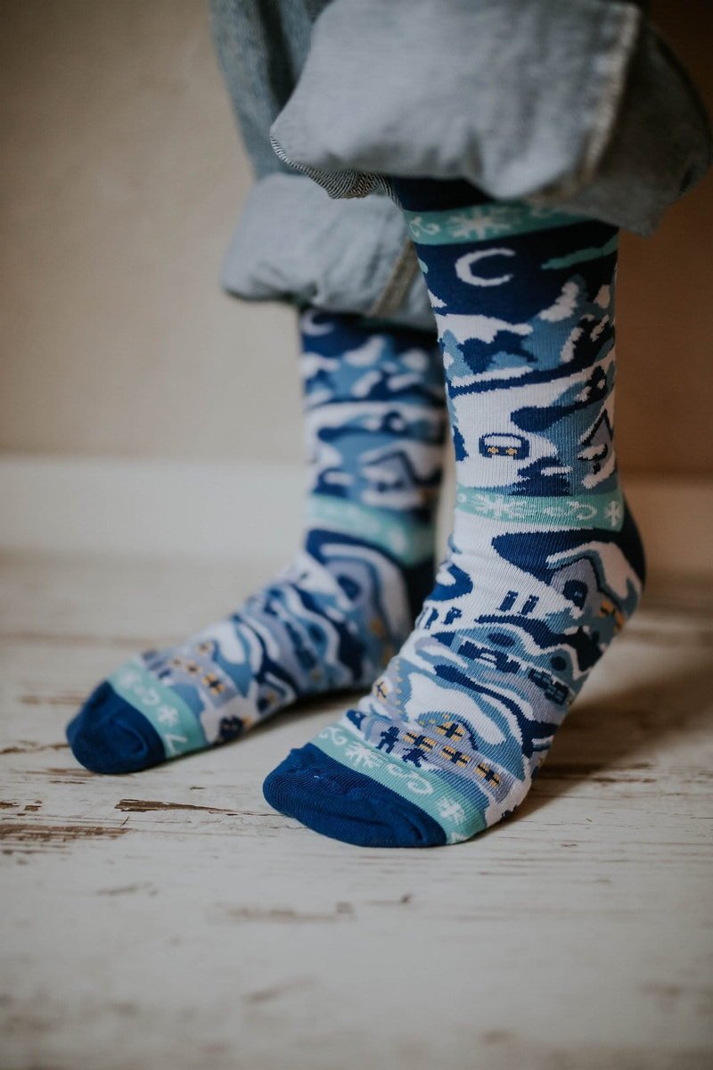 Skarpetki Świąteczne Zimowa Kraina - Niebieskie 35-38