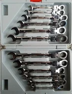 Klucze i nasadki - Silver Zestaw kluczy płasko-oczkowych z przegubem i grzechotką 8 - 19mm 12szt. SK-012-01 - miniaturka - grafika 1