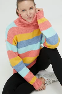 Swetry damskie - Roxy sweter z domieszką wełny damski ciepły z golfem - grafika 1