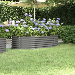 vidaXL Donica ogrodowa, malowana proszkowo stal, 152x80x36 cm, szara - Donice - miniaturka - grafika 1