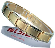 Bransolety męskie - Mega Złota Bransoleta Męska Bransoletka Stal 316L - miniaturka - grafika 1