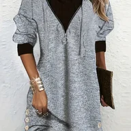 Sukienki - TEMU Kolorowa Sukienka z Kapturem w Kontrastowe Odcienie - miniaturka - grafika 1