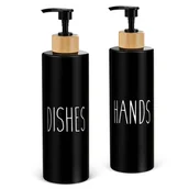 Pozostałe akcesoria kosmetyczne - TEMU Butelki z Pompką do Mydła w Płynu 17oz, Wielokrotnego Napełniania, Białe/Czarne, Zestaw 2 szt. - miniaturka - grafika 1