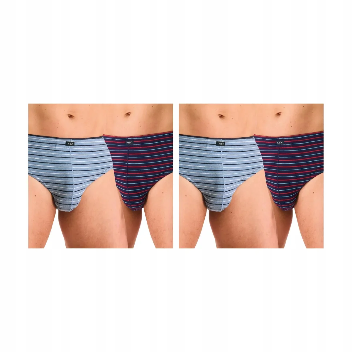 2-PAK Slipy Key bawełniane w paski 2-pack szaroniebieskie i granatowe L