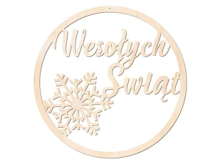 Dekoracja drewniana Wesołych Świąt 29 cm - 1 szt. - Ozdoby bożonarodzeniowe - miniaturka - grafika 1