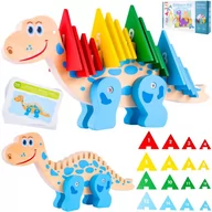 Klocki - Klocki Gra Układanka Edukacyjna Drewniana Dinozaur Montessori Karty - miniaturka - grafika 1