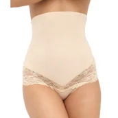 Komplety bielizny - Figi damskie z wysoką talią 026 modelujące z koronką beżowe  XXL - miniaturka - grafika 1