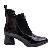 Botki damskie - Skórzane Botki Na Obcasie S.Barski MR870-96 Czarne - miniaturka - grafika 1