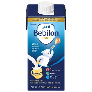 Bebilon Junior do picia, wzbogacona formuła na bazie mleka dla dzieci 2-6 lat, 200 ml - Mleko modyfikowane - miniaturka - grafika 1