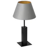 Lampy stojące - Lampa stołowa czarna 56 cm metalowa podstawa szary stożkowy abażur ze złotym wnętrzem Table lamps 1xE27 15W Luminex - miniaturka - grafika 1