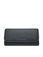 Portfele - Tommy Hilfiger Duży Portfel Damski Th Flag Lrg Flap AW0AW17734 Granatowy - miniaturka - grafika 1