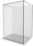 Ścianki i drzwi prysznicowe - Mexen Kioto ścianka prysznicowa wolnostojąca 150 x 200 cm, czarny wzór 8 mm, miedź szczotkowana - 800-150-002-65-70 - miniaturka - grafika 1