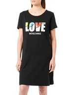 Sukienki - Love Moschino Damska sukienka z krótkim rękawem, czarna, rozmiar 40 (DE), czarny, 40 - miniaturka - grafika 1